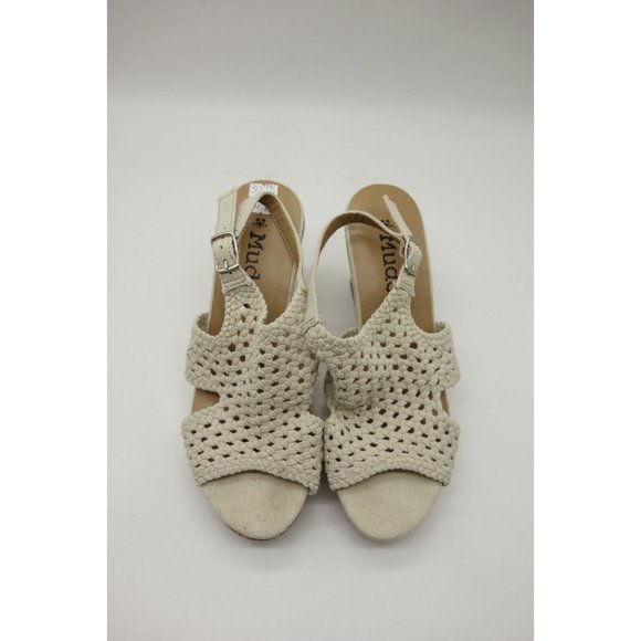Mudd Beige Woven Casual Buckle Platform Wedge Heel Sandals Shoes Women's 10 M - Picture 2 of 11
